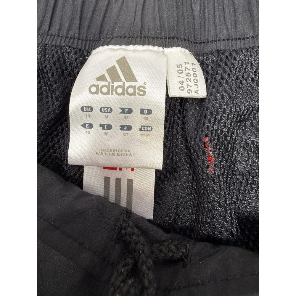 Vintage Adidas Track Pants Medium‎ Black Red 3 Stripe Mesh Lining Windbreaker 05